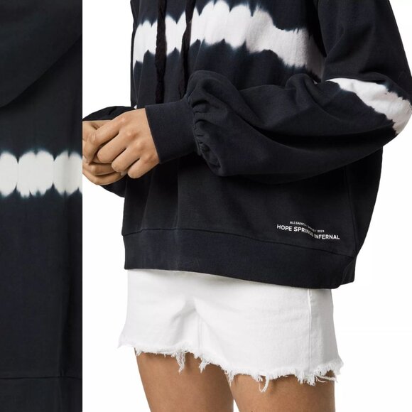AllSaints - Rihan Tie Dye Hooded Sweatshirt 6229624 | XS | Black & White Stripe - Picture 7 of 14
